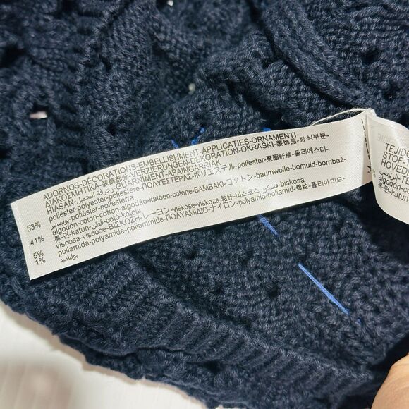 Zara Mixed Crochet Navy Blue Knit Sleeveless Top size S NWOT - Picture 7 of 7